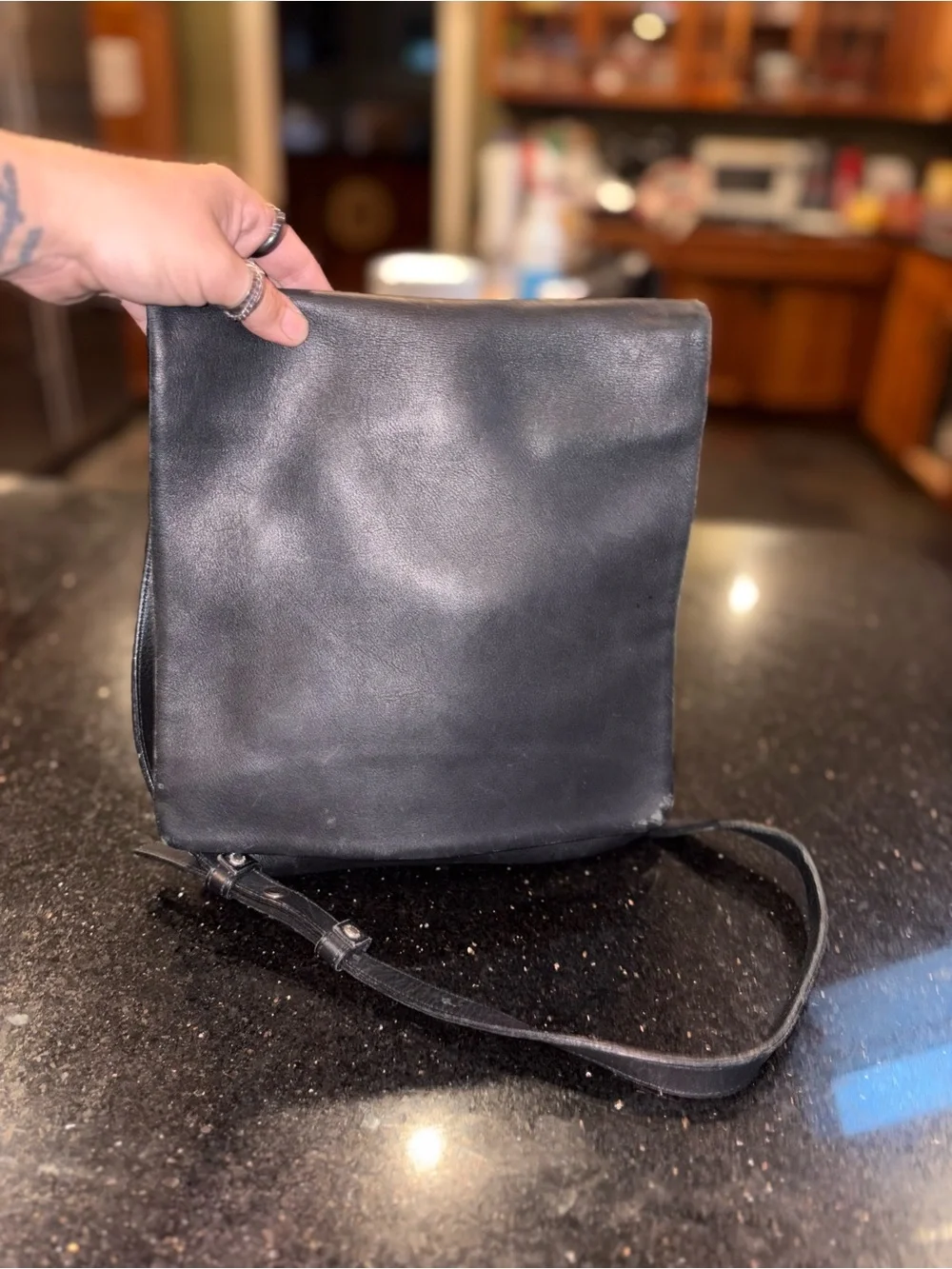 Coach Black Leather Crossbody with Signature Hang Tag